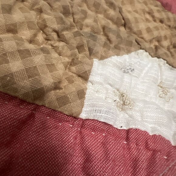 Vintage Handmade Bow Tie Pieced Single Quilt 73x66 - Picture 11 of 16